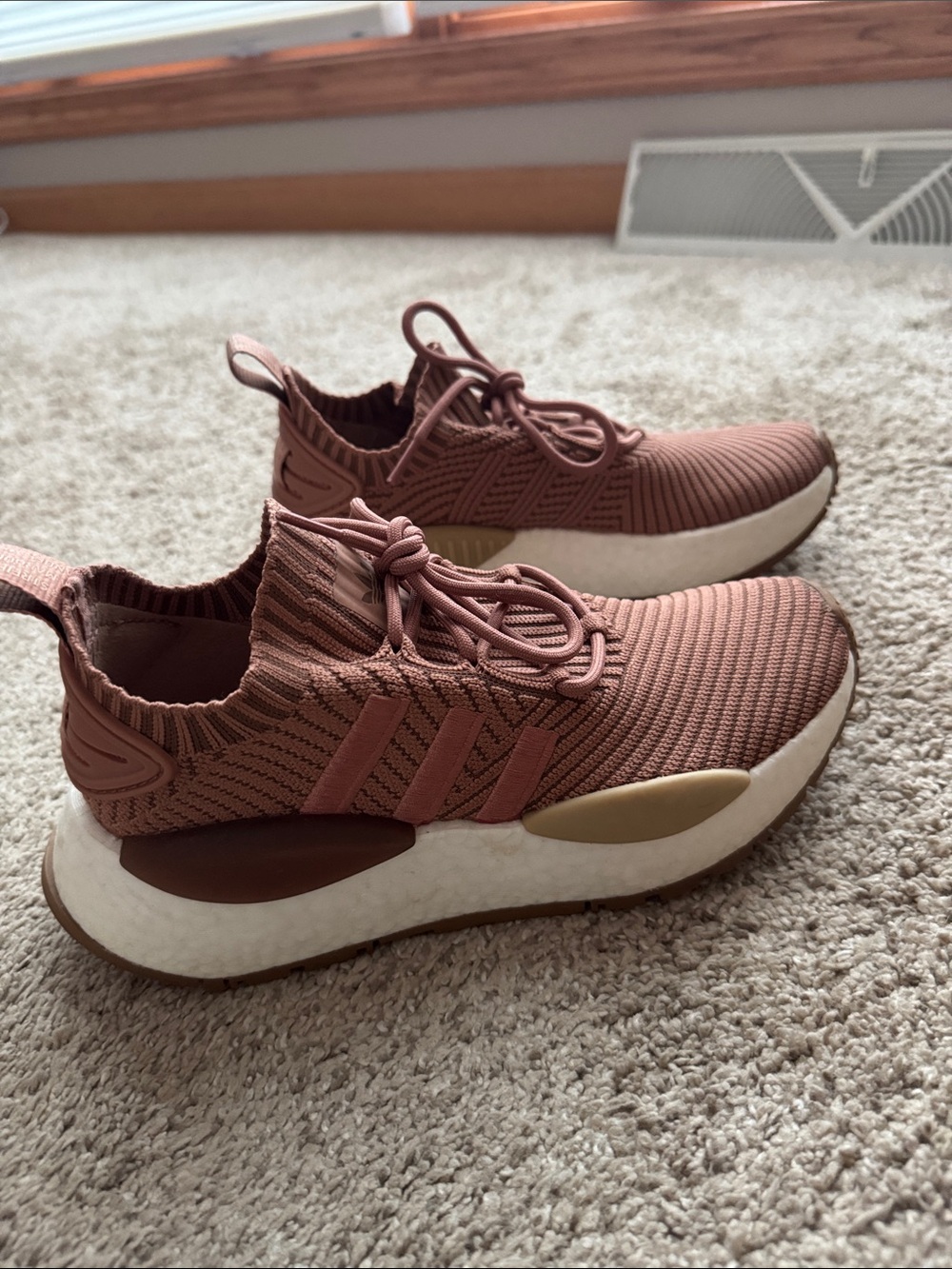 adidas Women’s Knit Lace-Up Sneakers in Dusty Rose